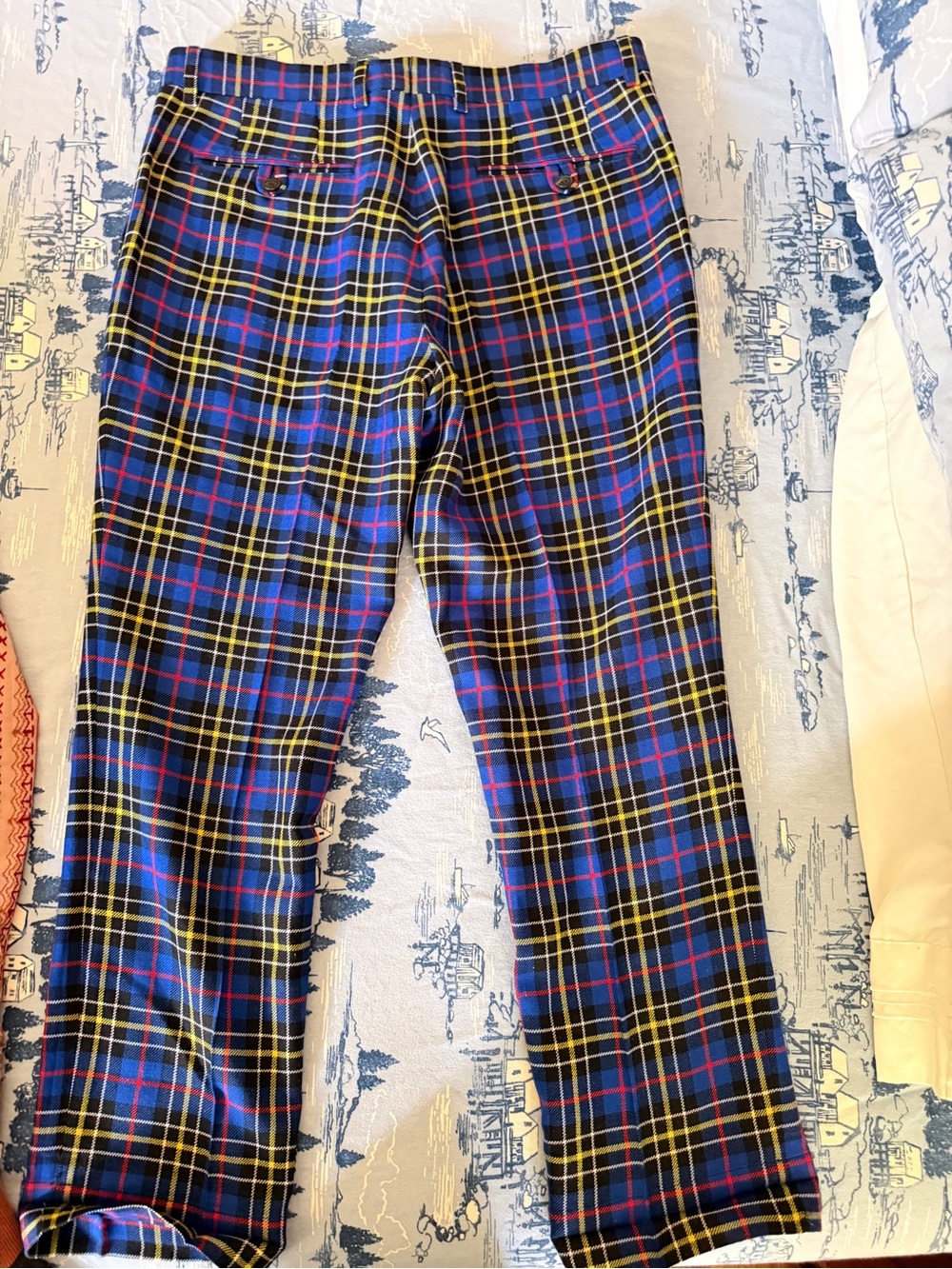 Burberry Men’s Plaid Stretch Joggers - Blue, Yellow & Red